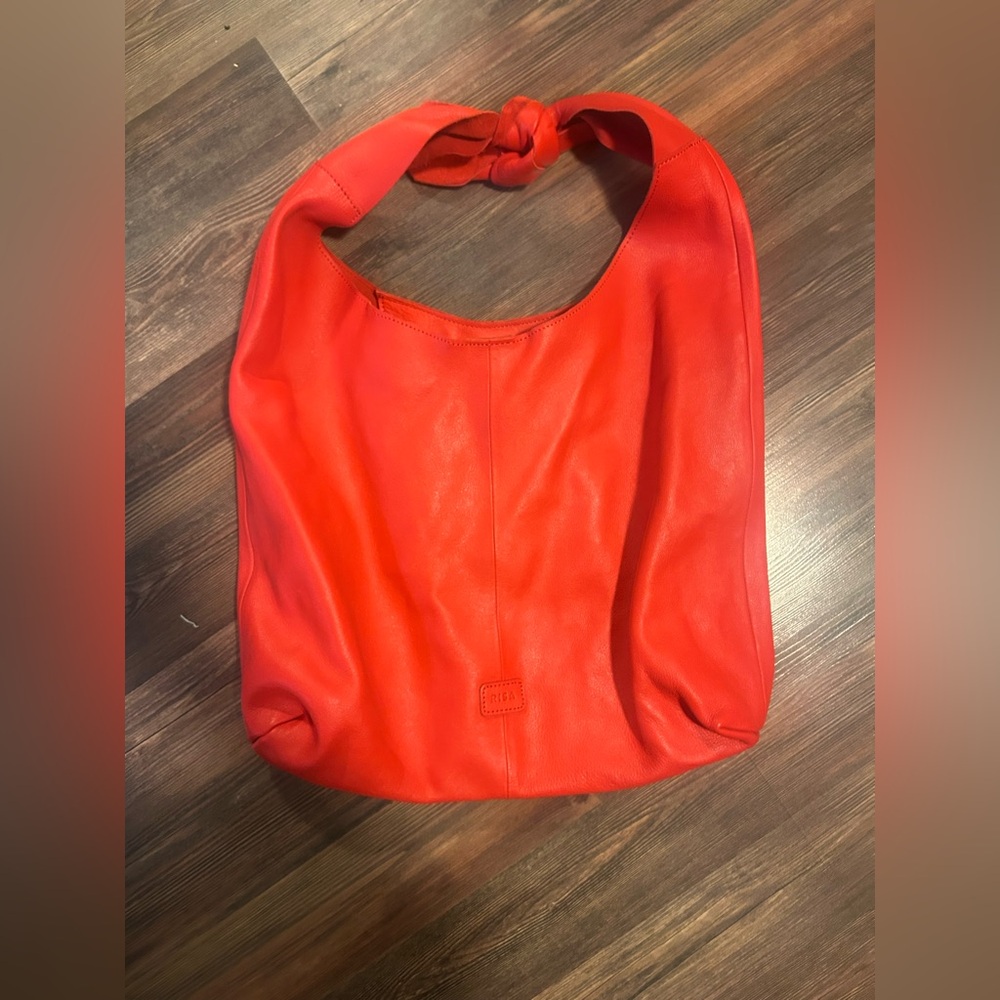 Chic Red Leather Hobo Bag